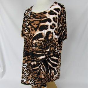 INC Intl Concepts Plus Size Tiger Print S/S Top